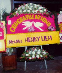 Congratulations wedding flower display in Indonesia