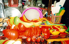 Household goods for sale in the market